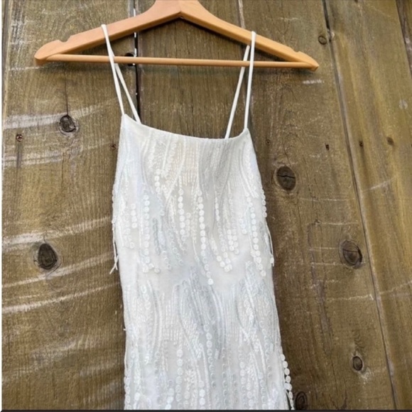 White Fringe Lace-Up Backless Mini Cocktail Dress from LuLus - Picture 4 of 8